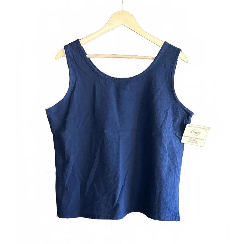 NWT B'Gauze Tank Top Large Navy Blue Gauze Boho Hippie Casual
